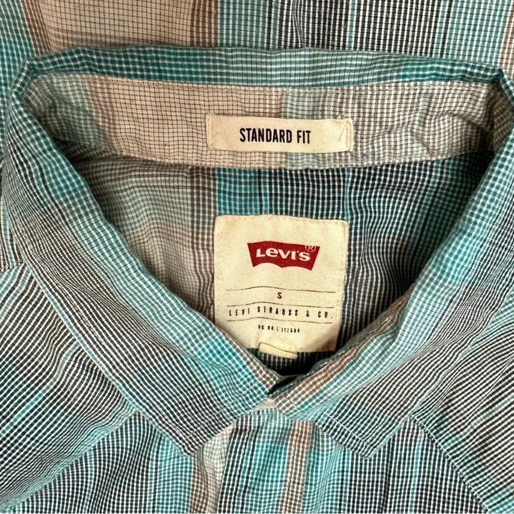 Levi's Blue and Gray Casual Pearl Snap Button Down Shirt Western Cowboy Framer